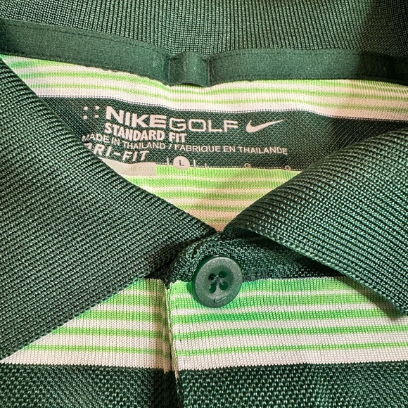 Men’s Green Stripe Nike Golf DriFit Polo Size Large - Picture 4 of 6